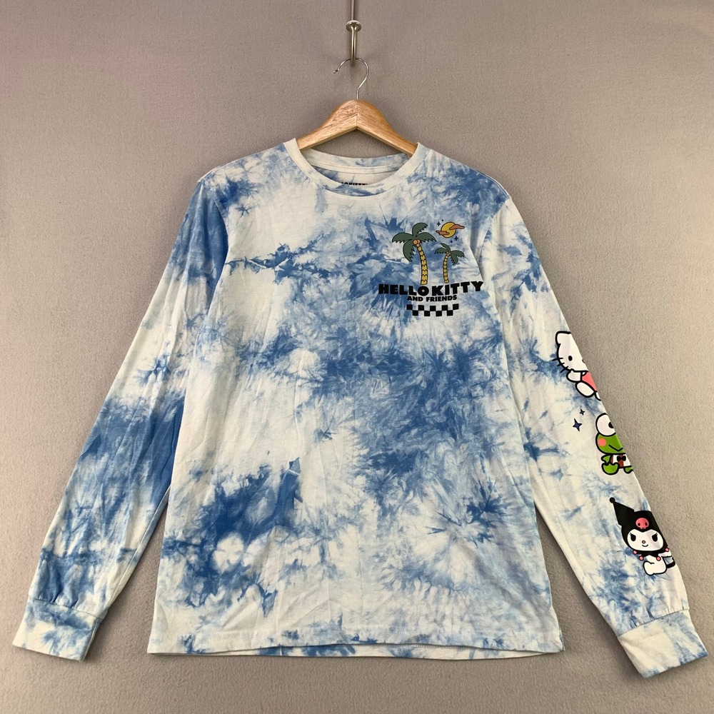 Sanrio Hello Kitty Shirt Womens Small Blue Tie Dye Long Sleeve Graphic Tee